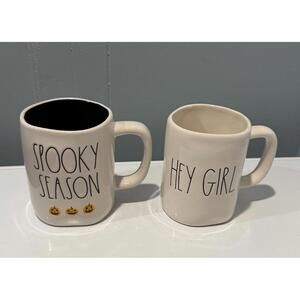 Rae Dunn Coffee Mugs 2  Pieces Spooky Season & Hey Girl